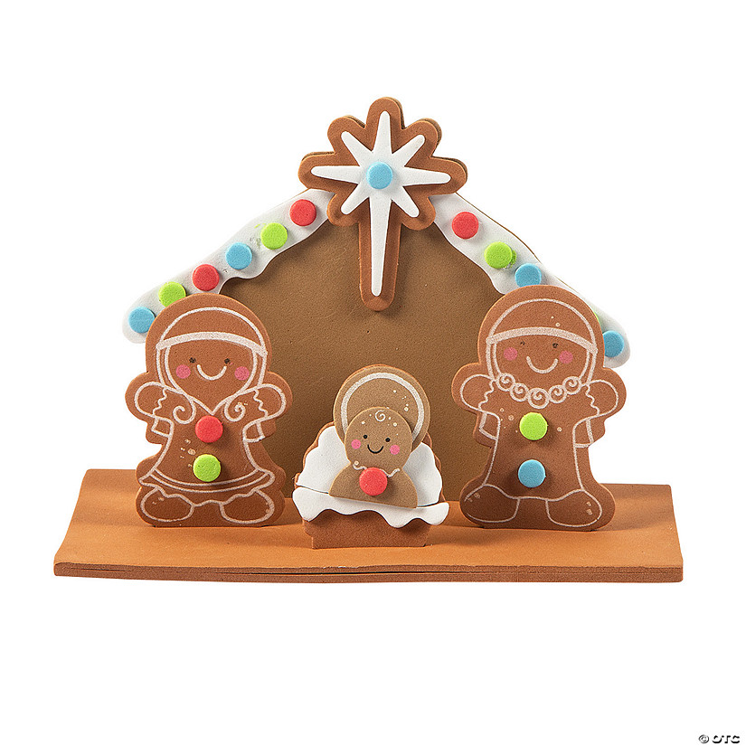 6 1/2" x 4 1/2" Gingerbread Nativity Scene Craft Kit - Makes 12 Image