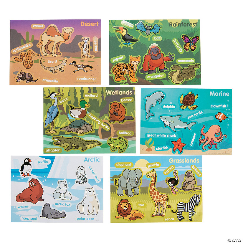 6 1/2" x 4 3/4" Animal Habitat Mini Paper Sticker Scenes - 24 Pc. Image