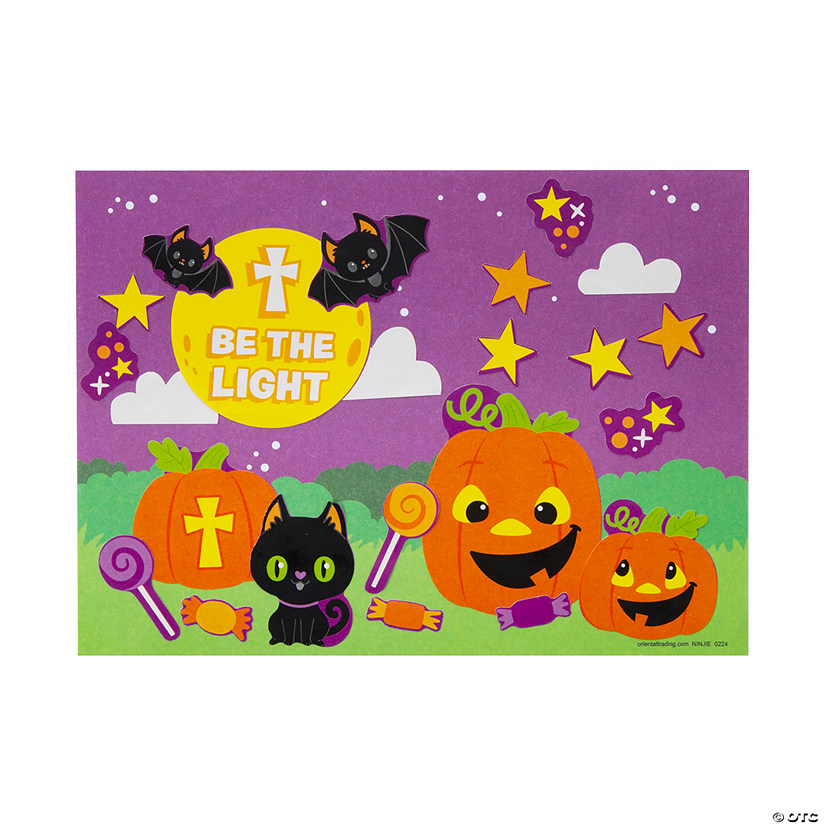 6 1/2" x 4 3/4" Christian Pumpkin Be the Light Sticker Scenes - 12 Pc. Image