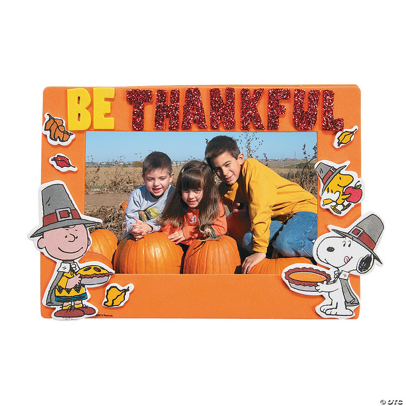 6 1/2&quot; x 4 3/4&quot; Peanuts&lt;sup&gt;&amp;#174;&lt;/sup&gt; Character Be Thankful Picture Frame Magnet Craft Kit &amp;#8211; Makes 12 Image