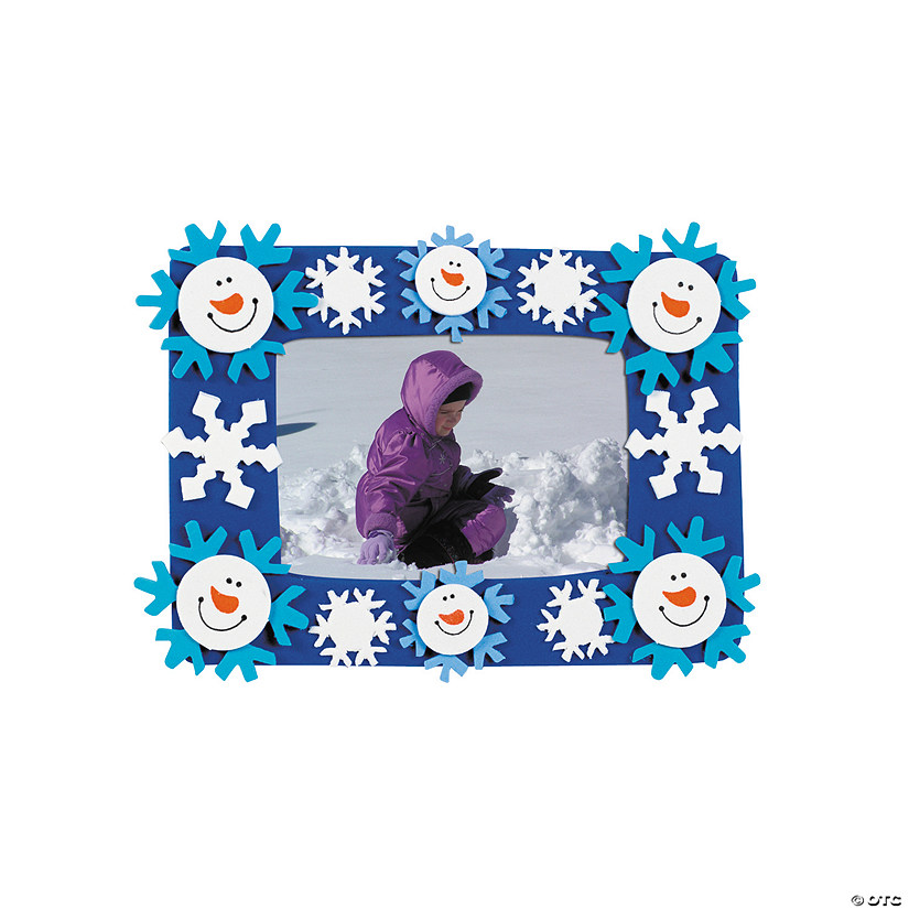 6 1/2" x 4 3/4" Smile Face Snowman Picture Frame Magnet Craft Kit - Makes 12 Image