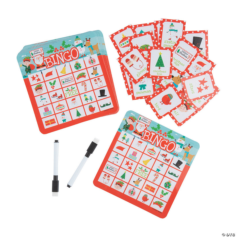 6 1/2" x 6 3/4" Christmas Dry Erase Bingo Game for 12 Image