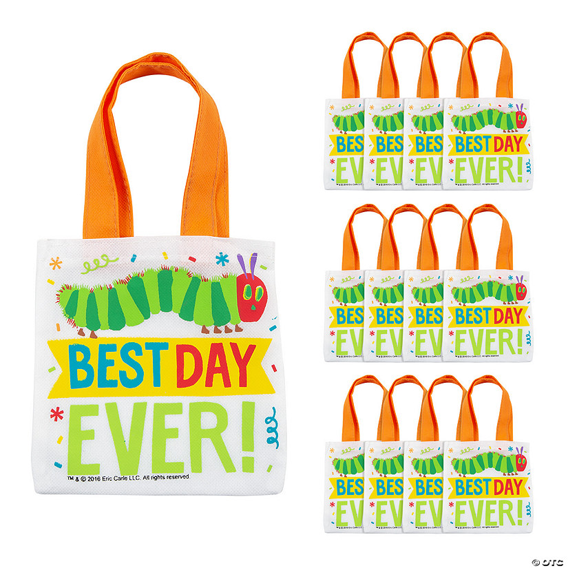 6 1/2" x 6" Mini Eric Carle&#8217;s The Very Hungry Caterpillar<sup>&#8482;</sup> Nonwoven Tote Bags - 12 Pc. Image