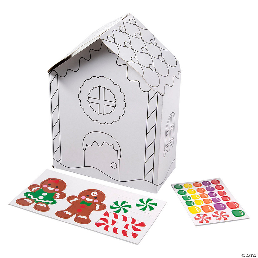 6 1/2" x 8 1/2" Color Your Own Cardstock Gingerbread Houses - 12 Pc. Image