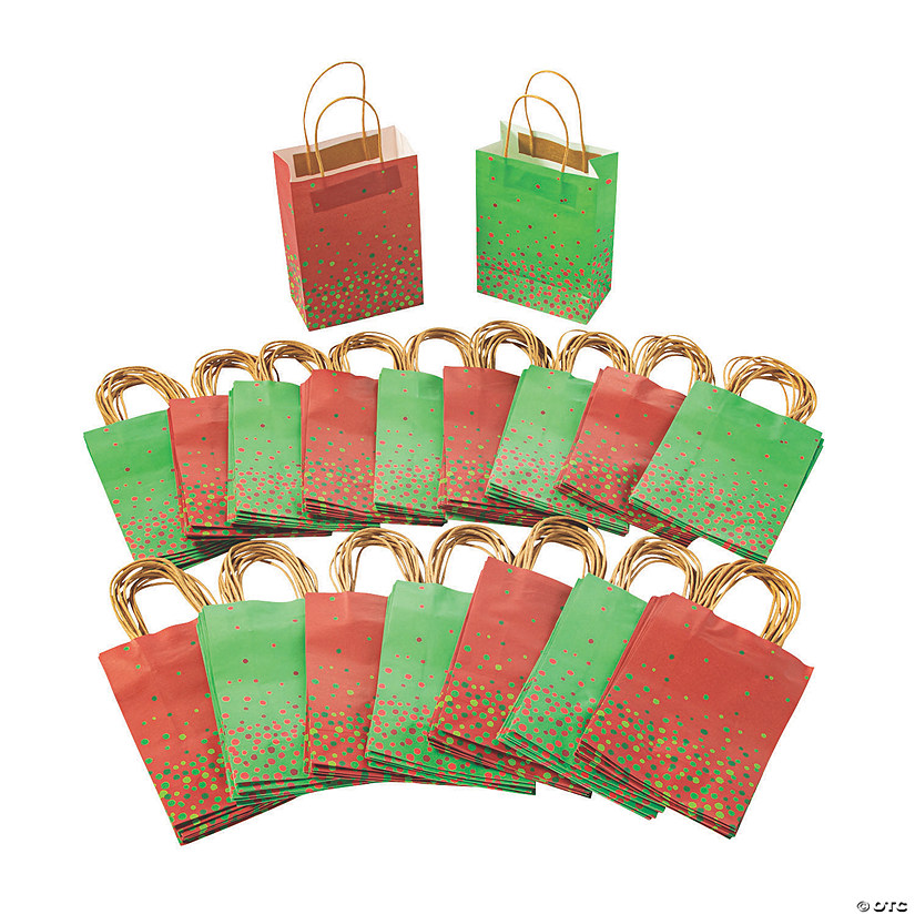 6 1/2" x 9" Bulk 180 Pc. Medium Christmas Sprinkle Kraft Paper Gift Bags Image