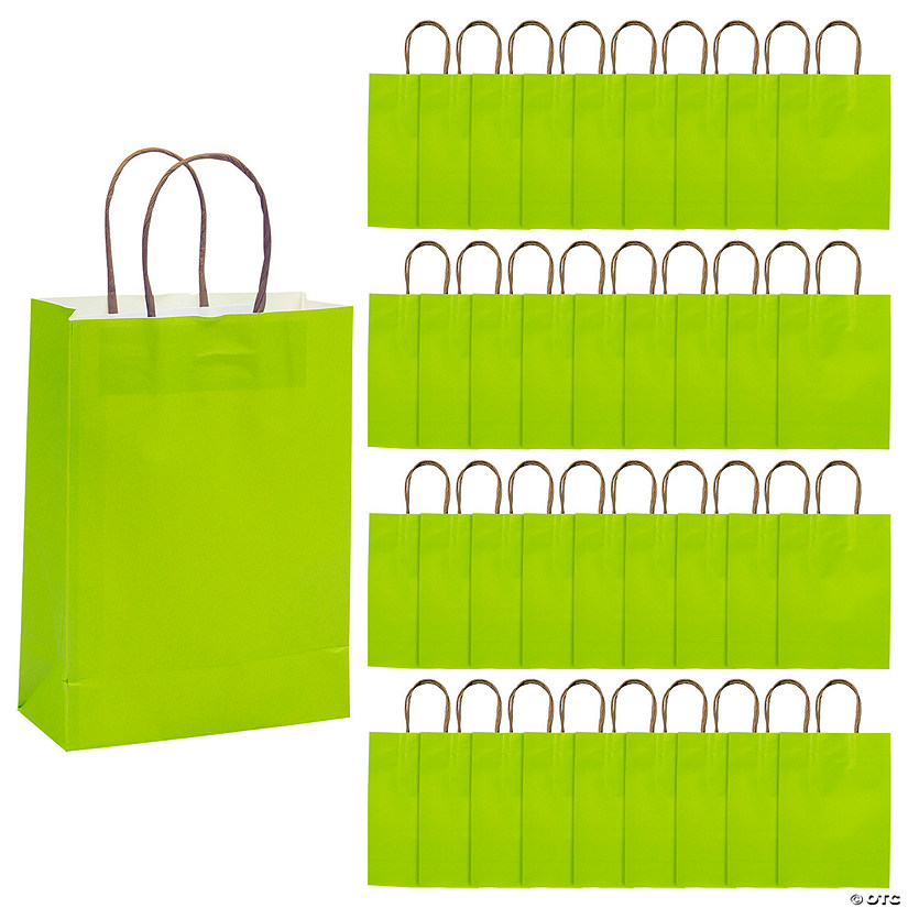6 1/2" x 9" Bulk 36 Pc. Medium Lime Green Kraft Paper Gift Bags Image