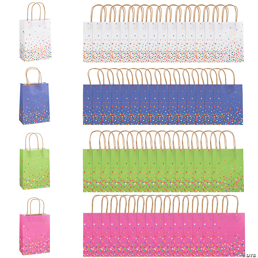 6 1/2" x 9" Bulk 60 Pc. Medium Bright Sprinkle Kraft Paper Bags Image