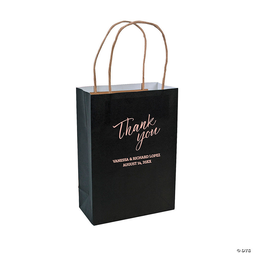 6 1/2" x 9" Bulk 72 Pc.  Personalized Medium Thank You Kraft Paper Gift Bags Image