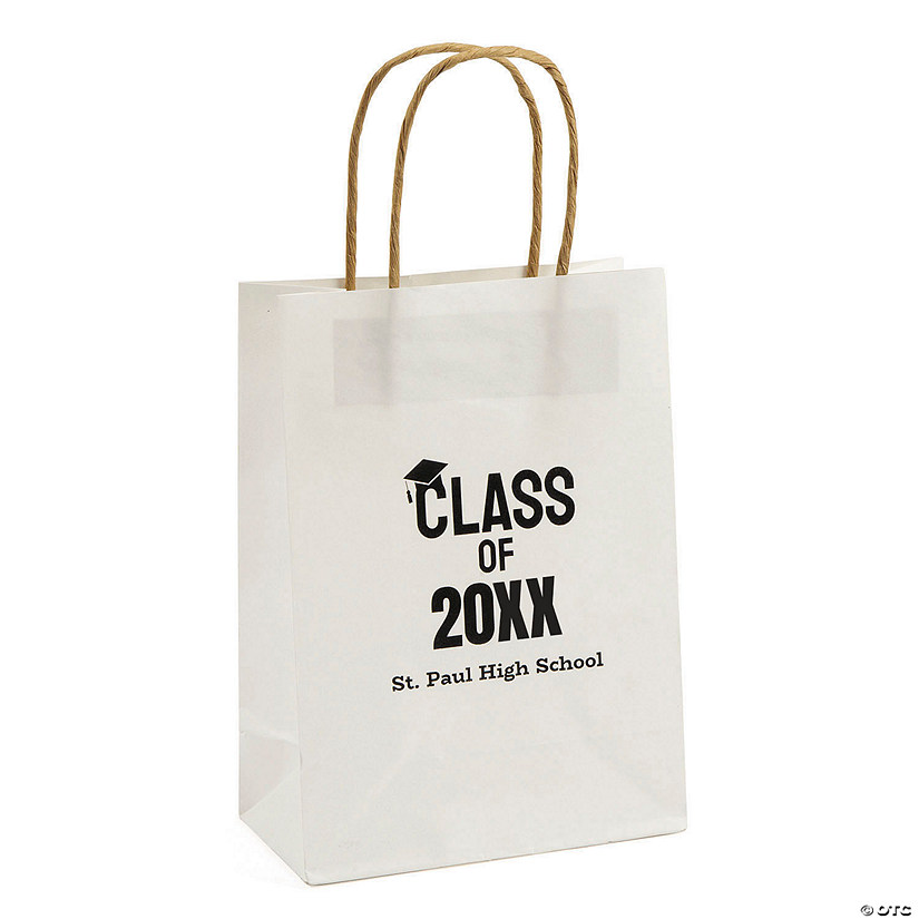 6 1/2&quot; x 9&quot; Bulk 72 Pc. Personalized Medium Graduation Class of Kraft Paper Gift Bags Image