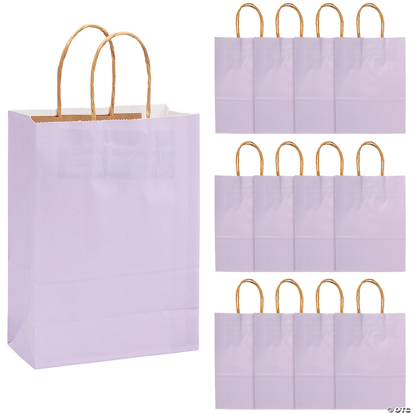 6 1/2" x 9" Medium Lilac Kraft Paper Gift Bags - 12 Pc. Image