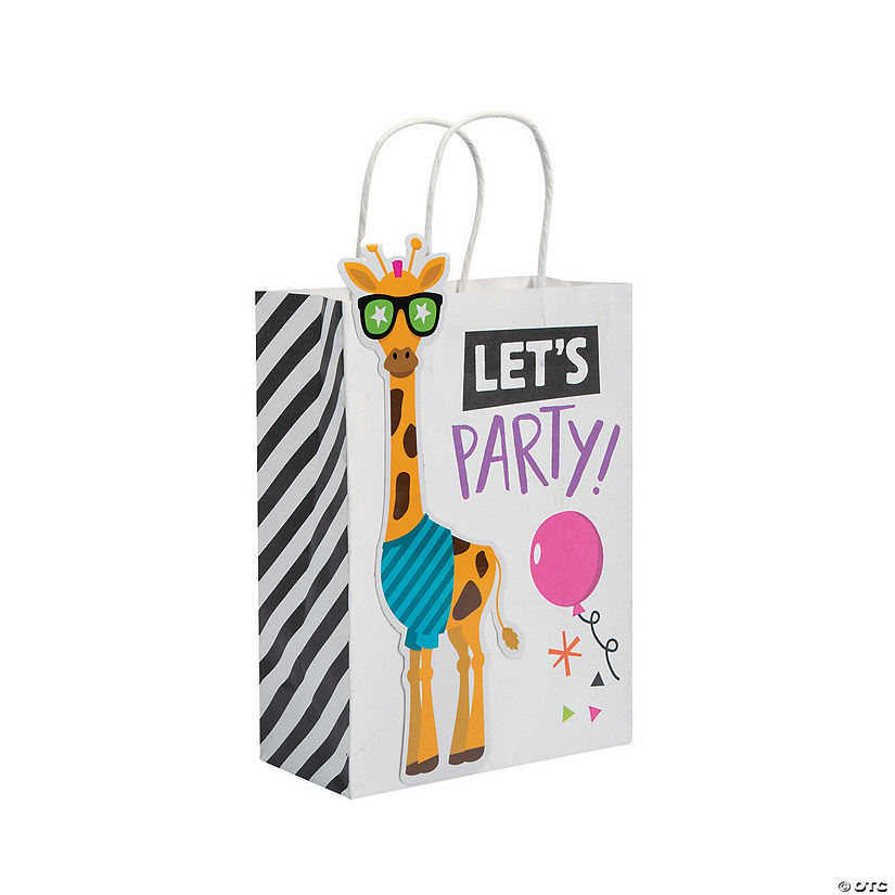 6 1/2" x 9" Medium Party Animal Paper Gift Bags - 12 Pc. Image