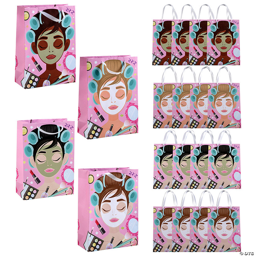 6 1/2" x 9" Pink Spa Party Makeover Face Mask Favor Bags - 12 Pc. Image