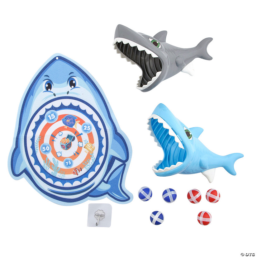 6 1/4&quot; x 10 1/2&quot; Blue &amp; Gray Shark Target &amp; Ball Shooter Game - 9 Pc. Image