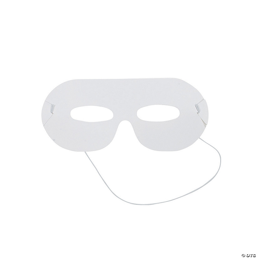 6 1/4" x 2 3/4" DIY White Plastic Eye Masks with Elastic Bands - 24 Pc. Image