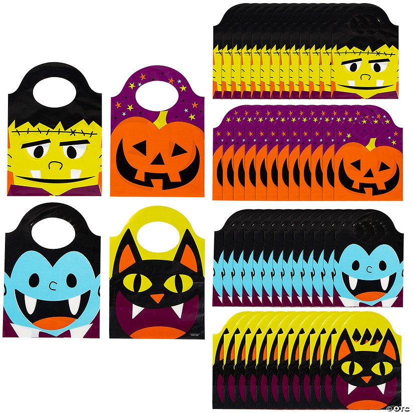 6 1/4" x 8 1/4" Bulk 50 Pc. Plastic Friendly Monster Halloween Goody Bags Image