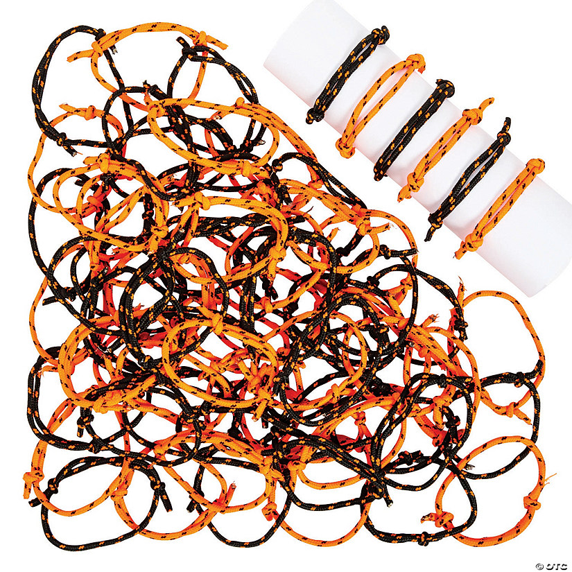 6" - 10 1/2" Bulk 72 Pc. Halloween Adjustable Friendship Rope Bracelets Image