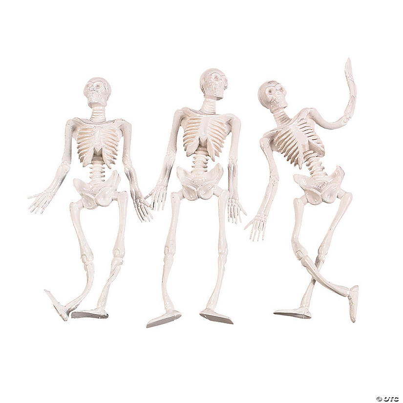 6" - 10" Halloween Stretchy & Poseable White Skeleton Toys - 12 Pc. Image