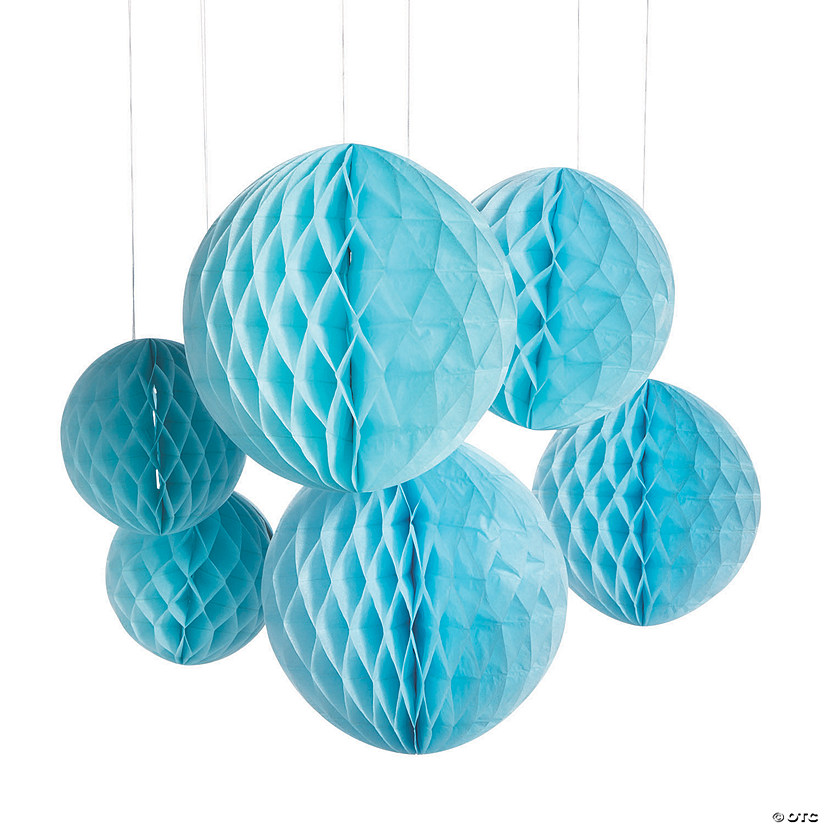 6" - 10" Light Blue Honeycomb Ceiling Decorations - 6 Pc. Image