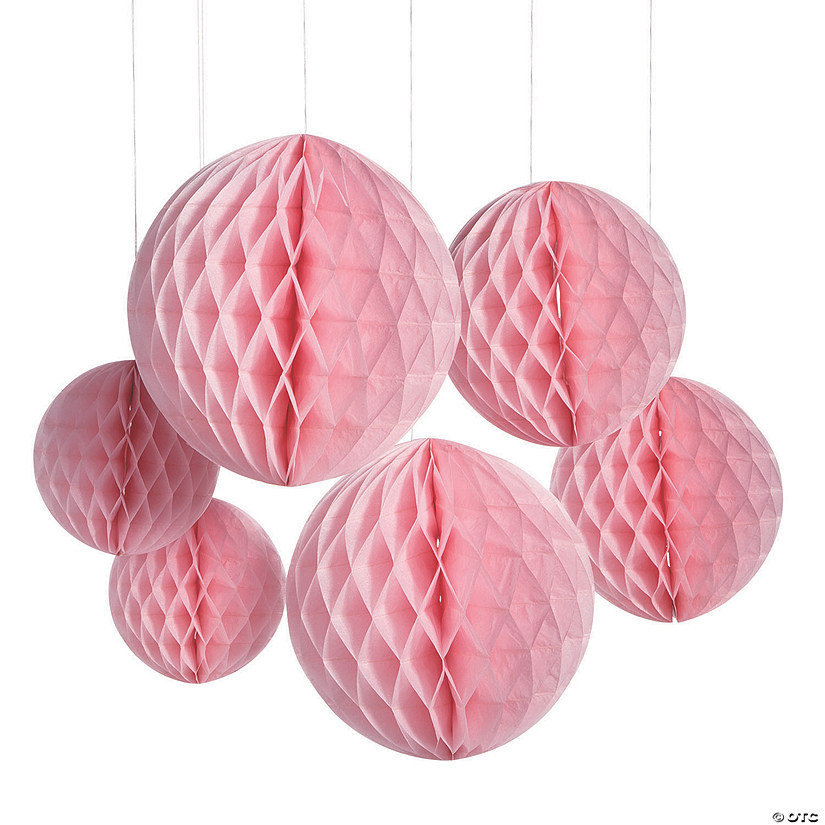 6" - 10" Light Pink Honeycomb Ceiling Decorations - 6 Pc. Image