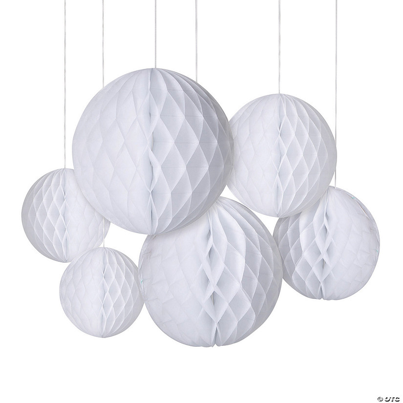 6" - 10" White Honeycomb Ceiling Decorations - 6 Pc. Image