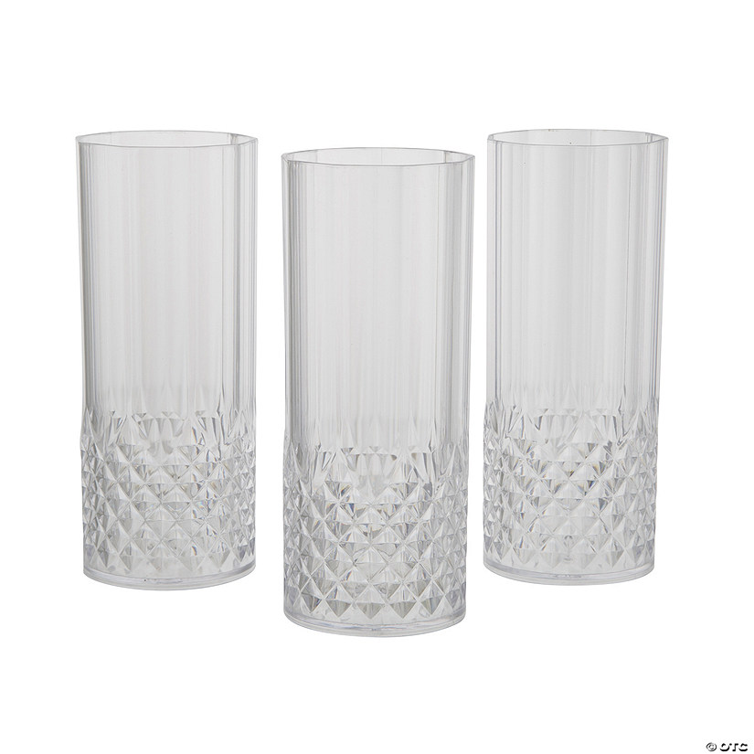 6" 14 oz. Clear Patterned Reusable Plastic Water Cups - 12 Ct. Image