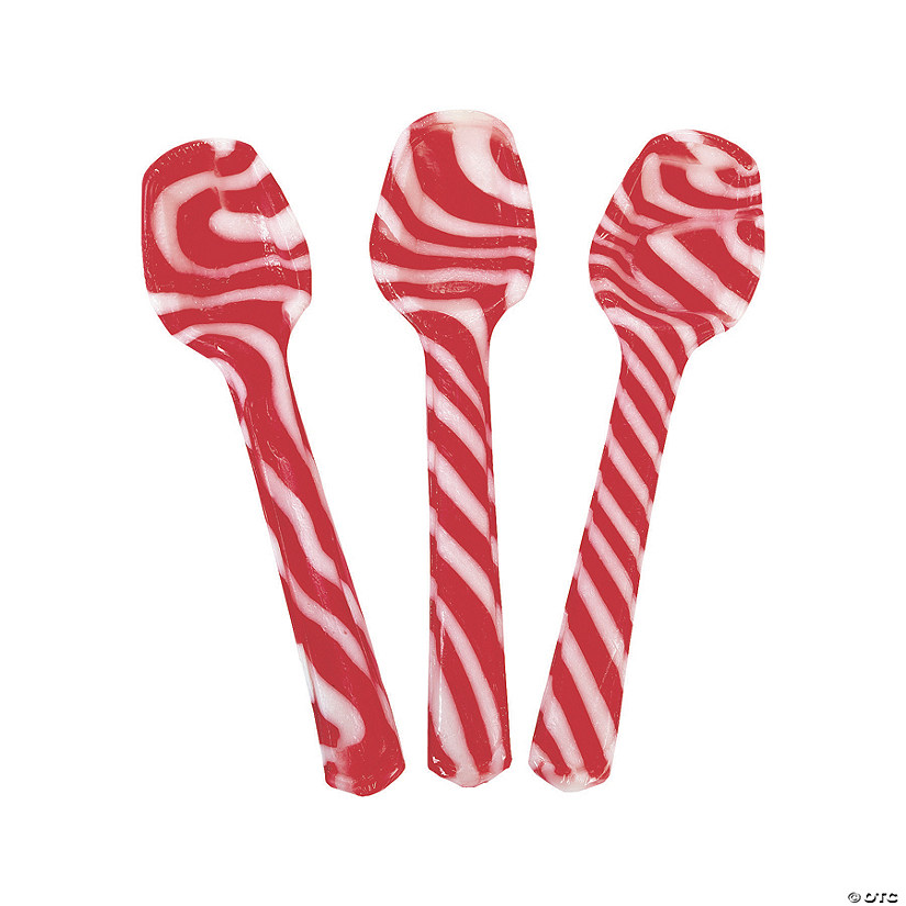 6" 14 oz. Hard Candy Cane Peppermint Candy Spoon Treats - 12 Pc. Image