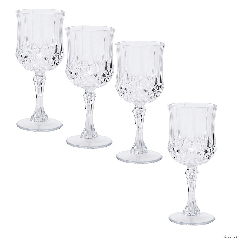 6 3/4" 8 oz. Patterned Plastic Wine Glasses - 24 Ct. Image