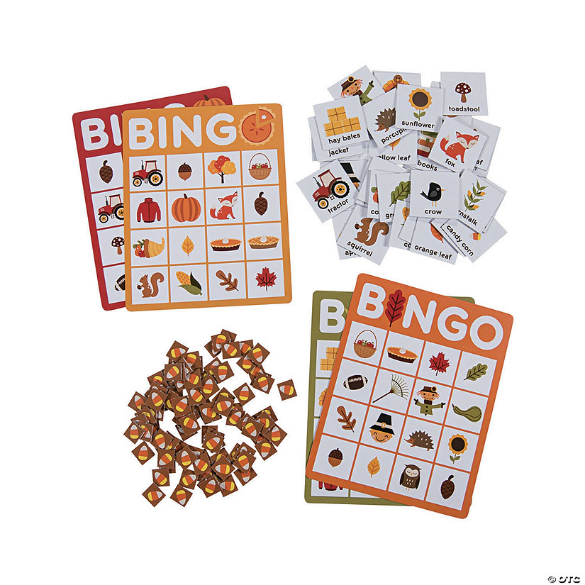 6 3/4" x 8 1/2" Premium Fall Multicolor Cardboard Bingo Game for 32 Image