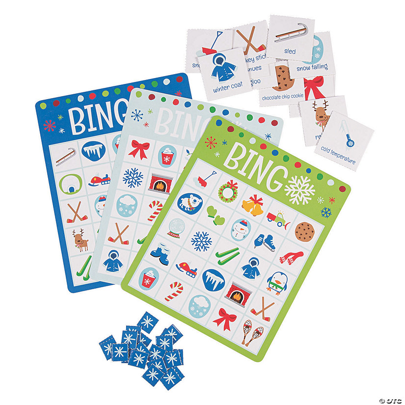 6 3/4" x 8 1/2" Premium Winter Cardstock Bingo Game for 32 Image