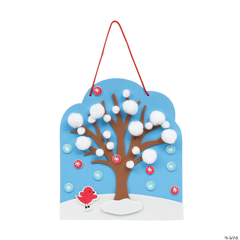 6 3/4" x 8" Snowy Winter Tree Sign Foam Craft Kit - Makes 12 Image