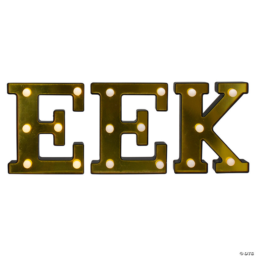 6.5" LED Lighted Gold EEK Halloween Marquee Sign Image