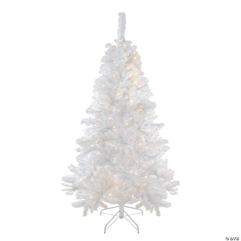 6.5' Pre-Lit White Medium Iridescent Pine Artificial Christmas Tree - Multi Function LED Lights Image