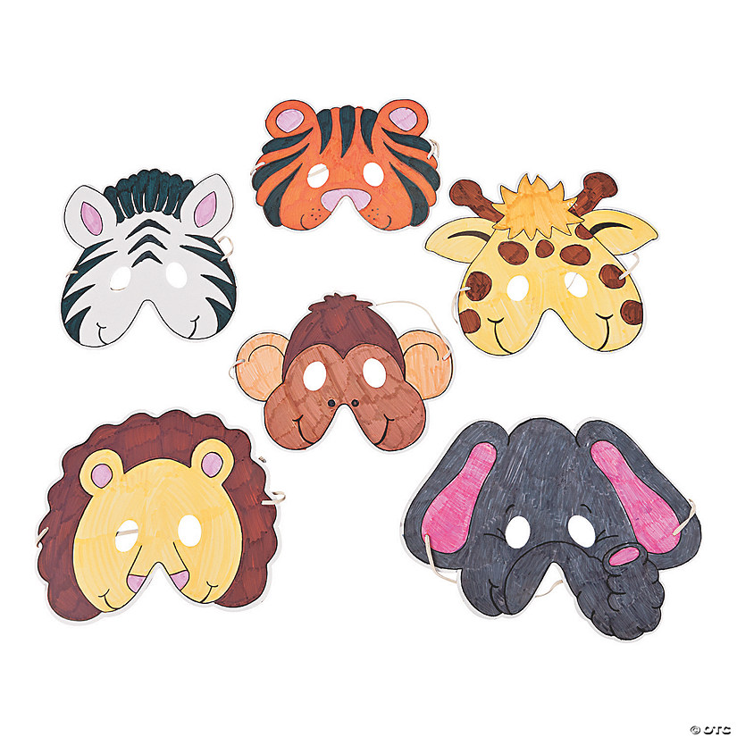 6" - 7 3/4" Color Your Own Zoo Animal Cardstock Masks - 12 Pc. Image