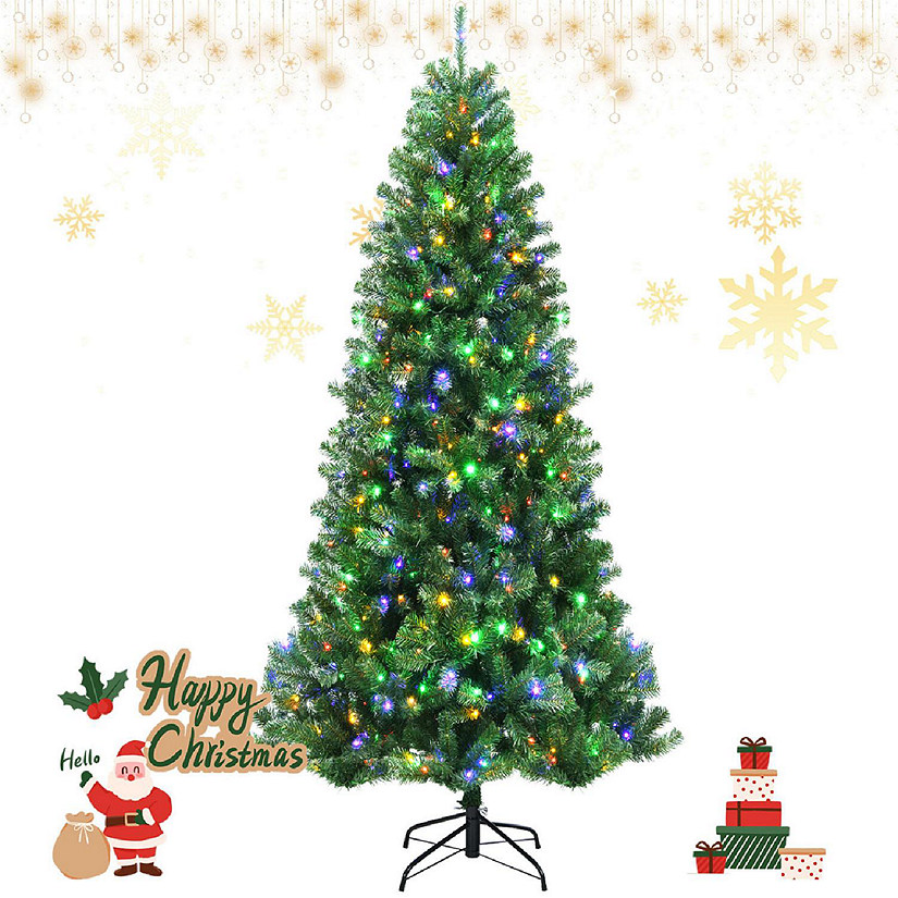 6/7/8 FT Prelit Artificial Christmas Tree Hinged Xmas Tree w/ 9