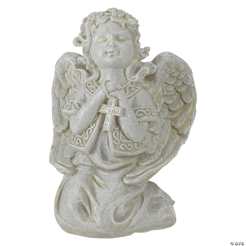 6.75" Praying Angel with Cross Outdoor Garden Statue Image
