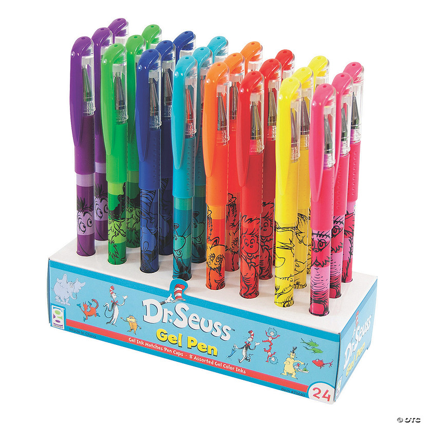 6" 8-Color Dr. Seuss&#8482; Character Grip Plastic Gel Pens - 24 Pc. Image