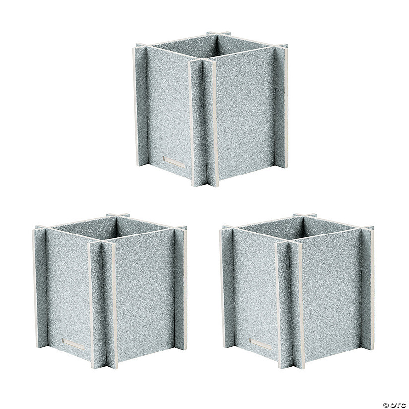 6" Bulk 12 Pc. Silver Glitter Centerpiece Foam Containers Image