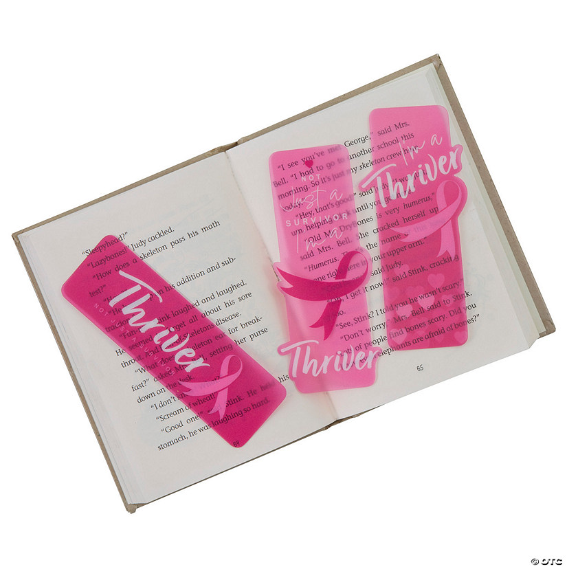 6" Bulk 48 Pc. Breast Cancer Thriver Pink Bookmarks Image