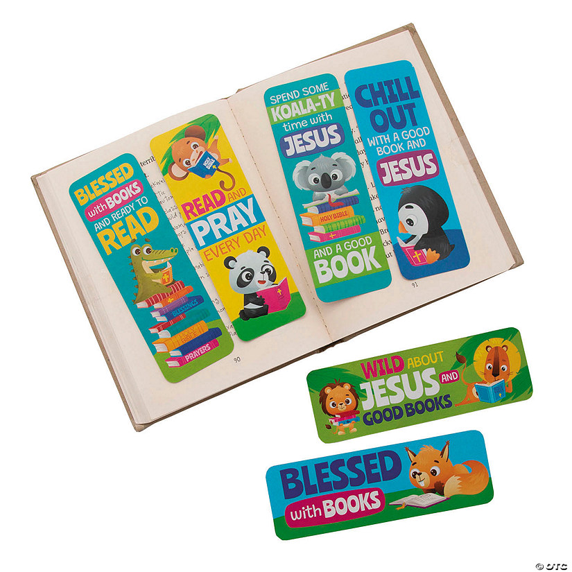 6" Bulk 48 Pc. Religious Reading Animal Reading Bookmarks Image