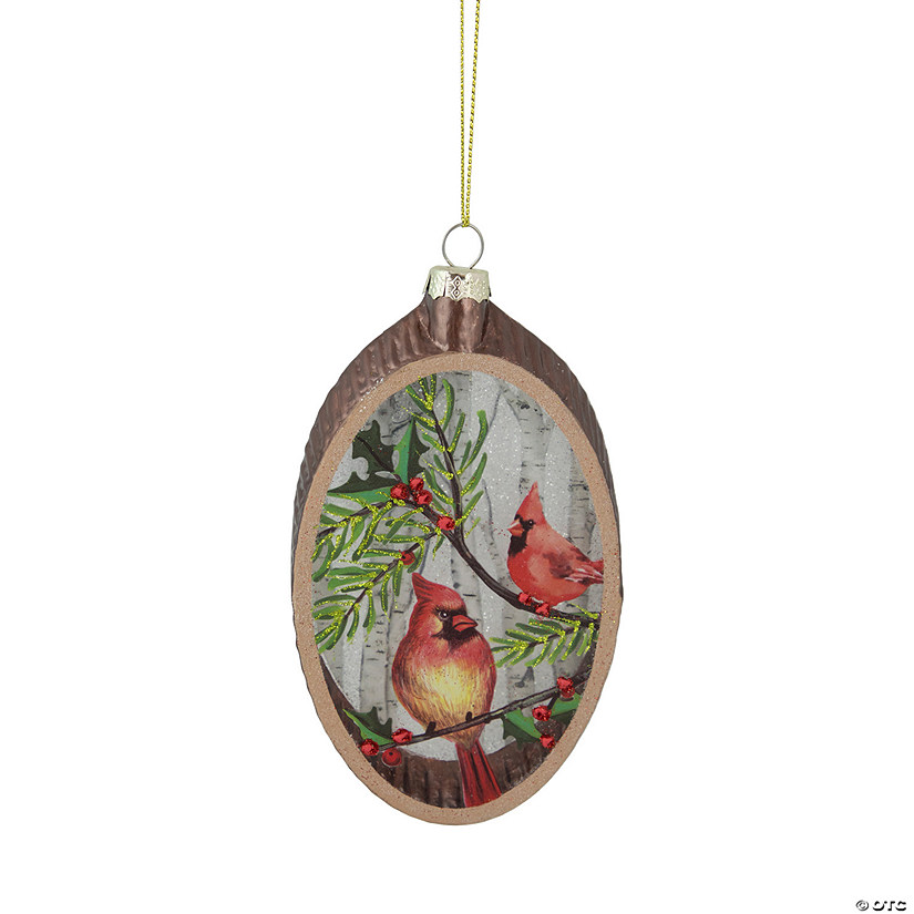6" Cardinal Glass Plate Christmas Ornament Image