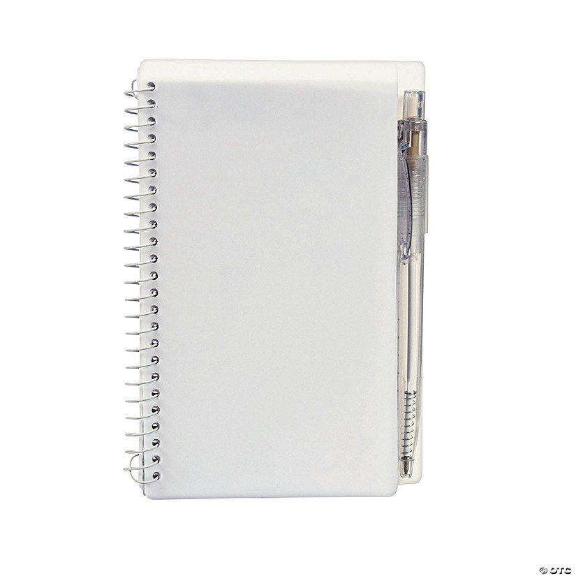 6" Classic White Spiral Paper Notebook with Plastic Pens for 12 Image