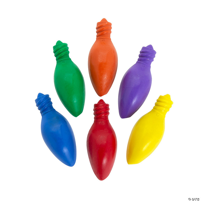 6-Color Christmas Lightbulb-Shaped Crayons - 24 Pc. Image