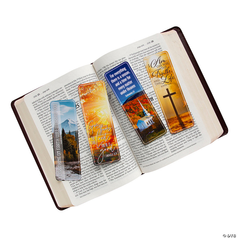 6" Fall Scenery with Bible Verse Cardstock Bookmarks - 24 Pc. Image