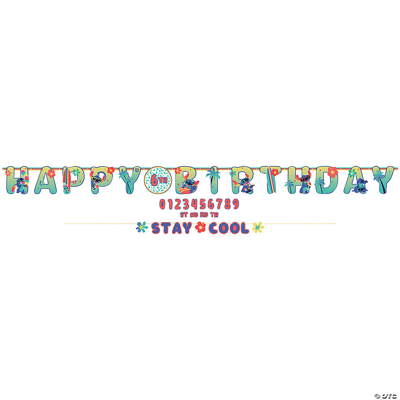 6 Ft. - 126" Disney&#8217;s Stitch Happy Birthday Add-an-Age Jumbo Letter Banner Set - 2 Pc. Image