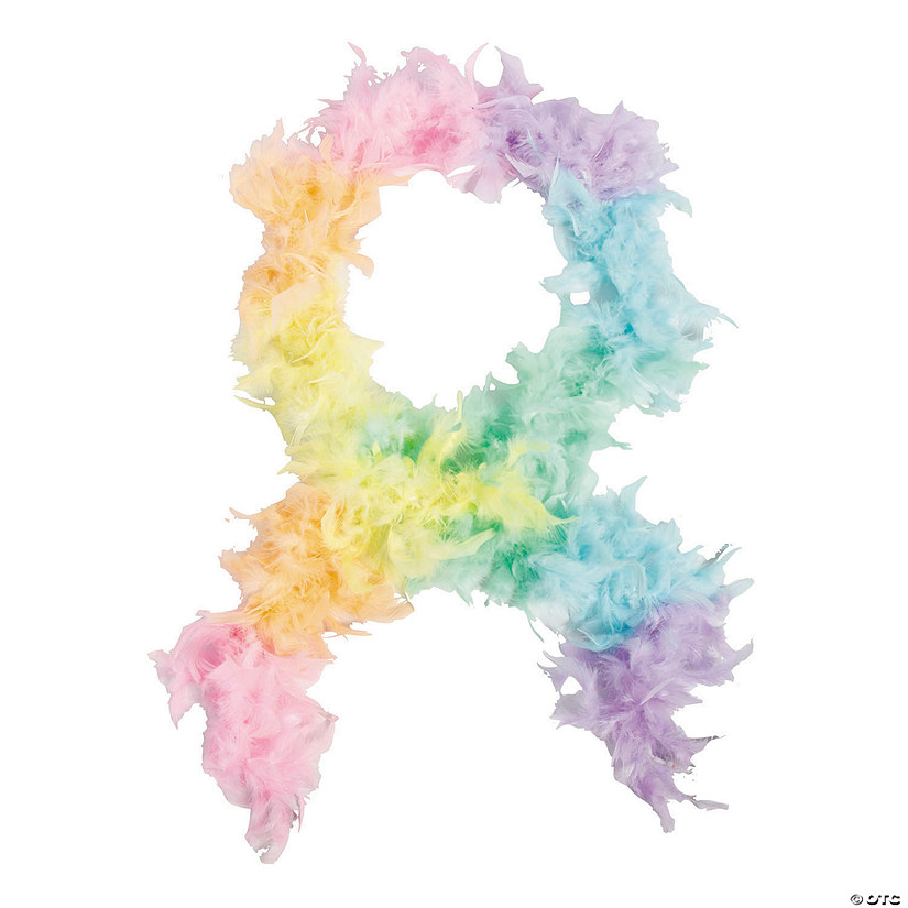 6 Ft. 40-Gram Pastel Rainbow Section Feather Boa Image
