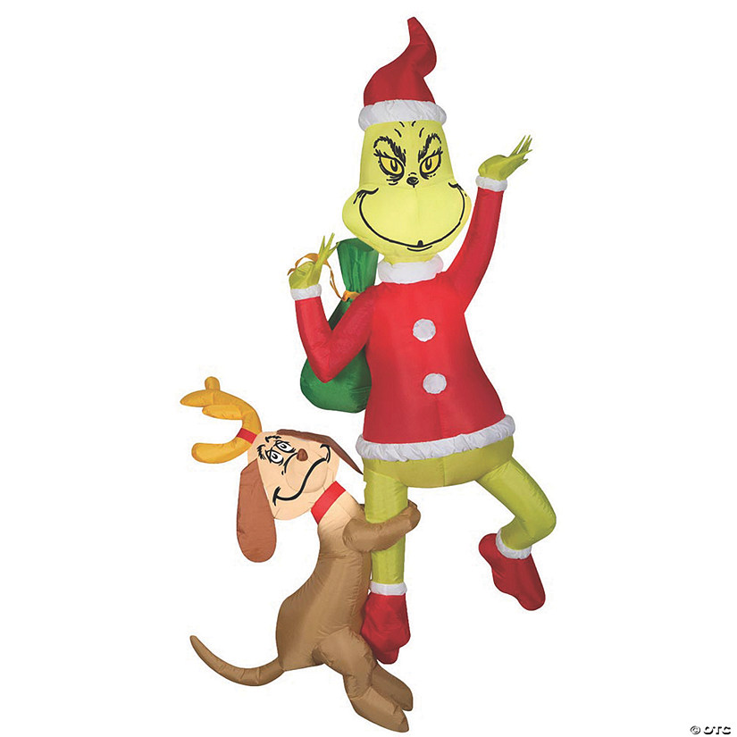 6 Ft. Airblown<sup>&#174;</sup> Blowup Inflatable Hanging Grinch & Max with Built-In Lights Christmas Outdoor Yard Decoration Image