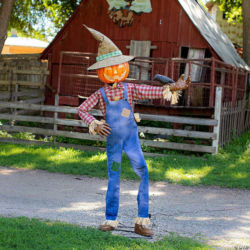 6 Ft. Animated Light-Up Talking Whimsical Jack-O'-Lantern Scarecrow Image