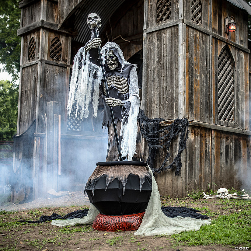 6 Ft. Animated Stirring & Speaking Cauldron Skeleton Creeper Image