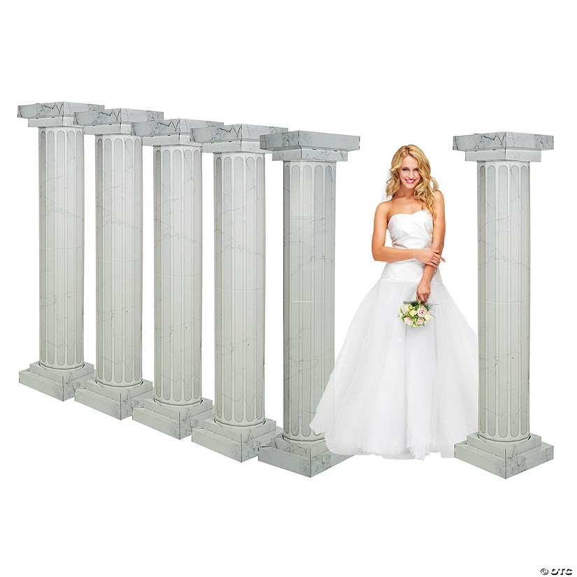 6 Ft. Bulk 3D Marble-Look Fluted Pillar Cardboard Stand-Ups - 6 Pc. Image