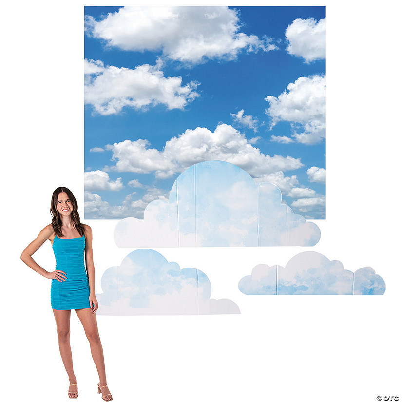 6 ft. Cloud &amp; Sky Backdrop &amp; Stand-Up Decorating Kit - 5 Pc. Image